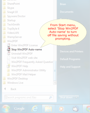 How to turn off Auto-name from Start menu