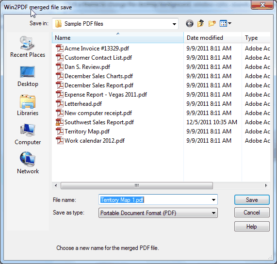 File save window after merging