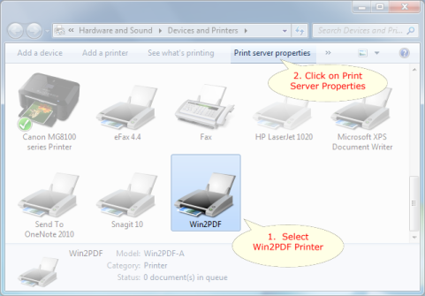 Selecting the "Print Management" snap in from the Control Panel Adiminstrative Tools