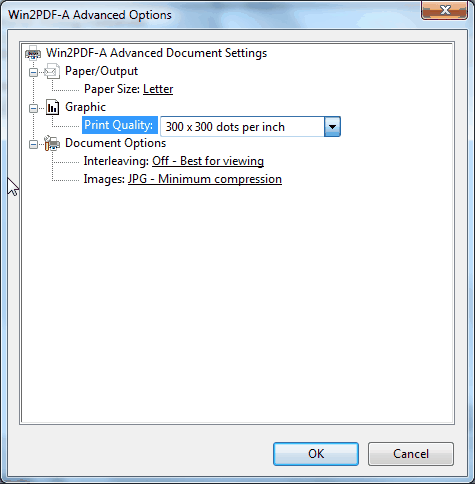 Setting the Win2PDF resolution
