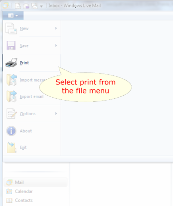 Windows Live screen for printing to Win2PDF